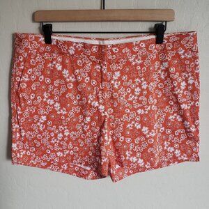 Brooks Brothers Boho Floral Print Shorts Cotton 5" Inseam Orange Size Women's 14